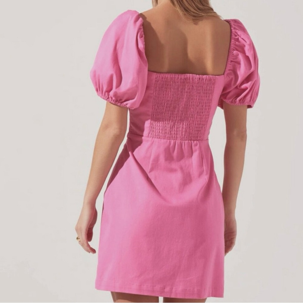 Astr Pink Smocked Puff Sleeve Mini Dress